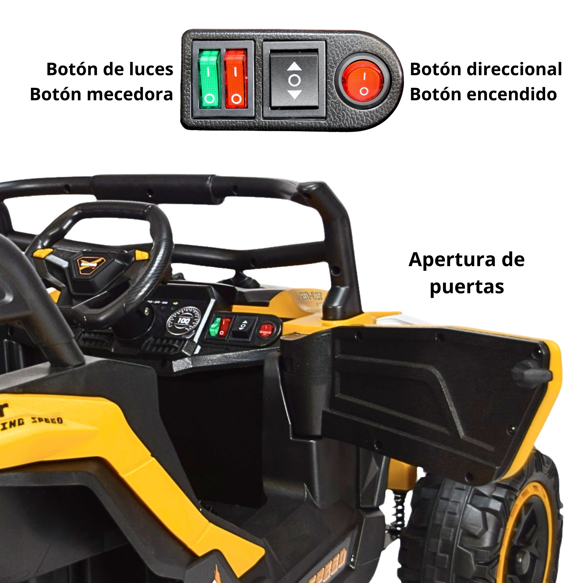 Foto 8 pulgar | Montable Electrico Speed Para Niños Control Remoto Luz Led 12v - Amarillo