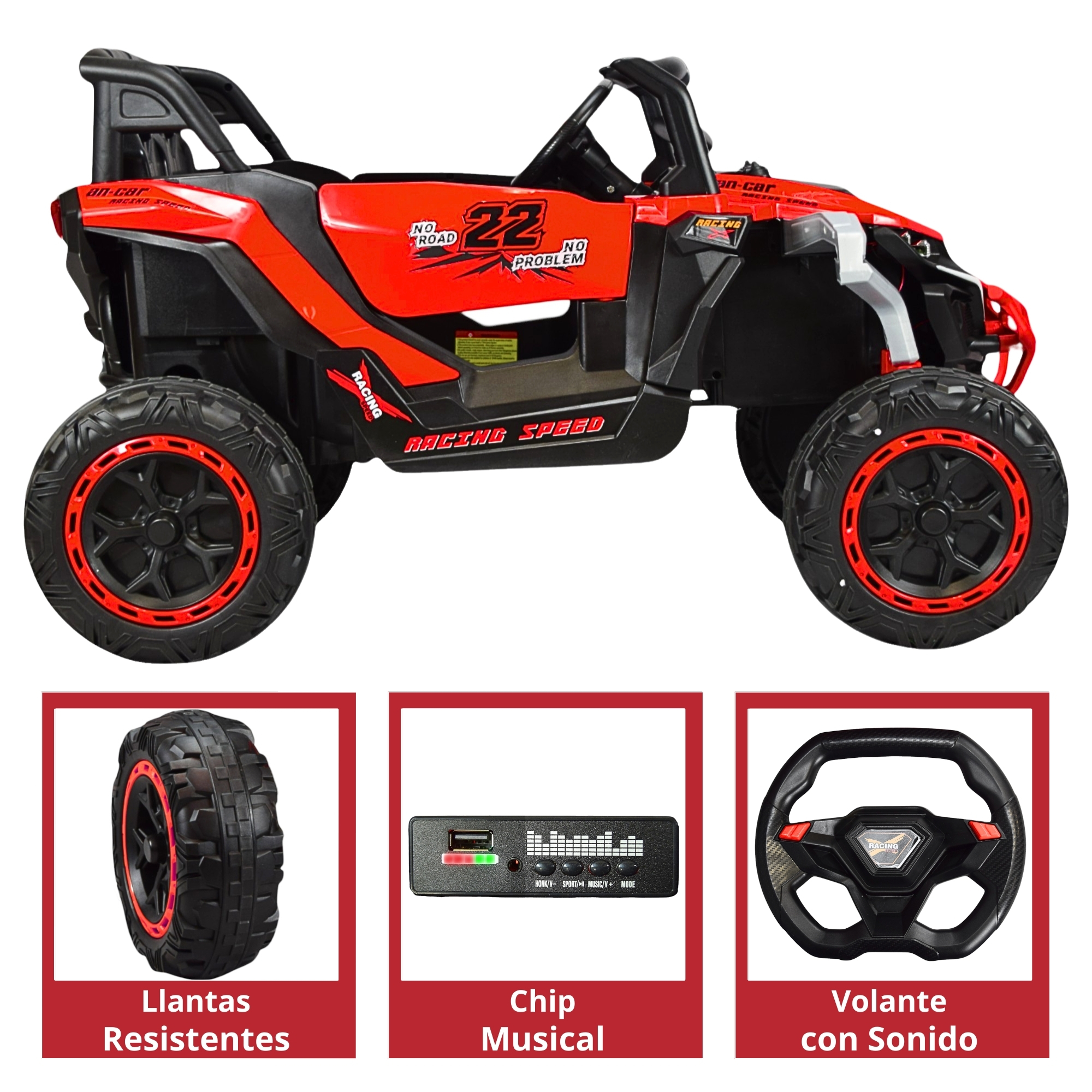 Foto 4 | Montable Electrico Speed Para Niños Control Remoto Luz Led 12v - Rojo