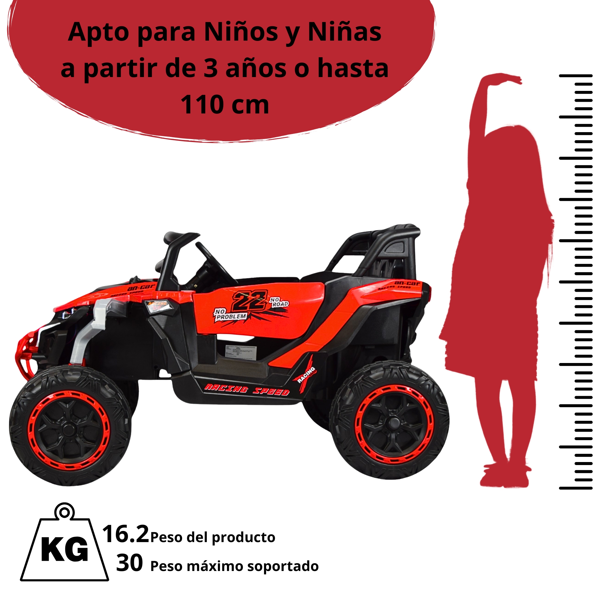 Foto 7 pulgar | Montable Electrico Speed Para Niños Control Remoto Luz Led 12v - Rojo