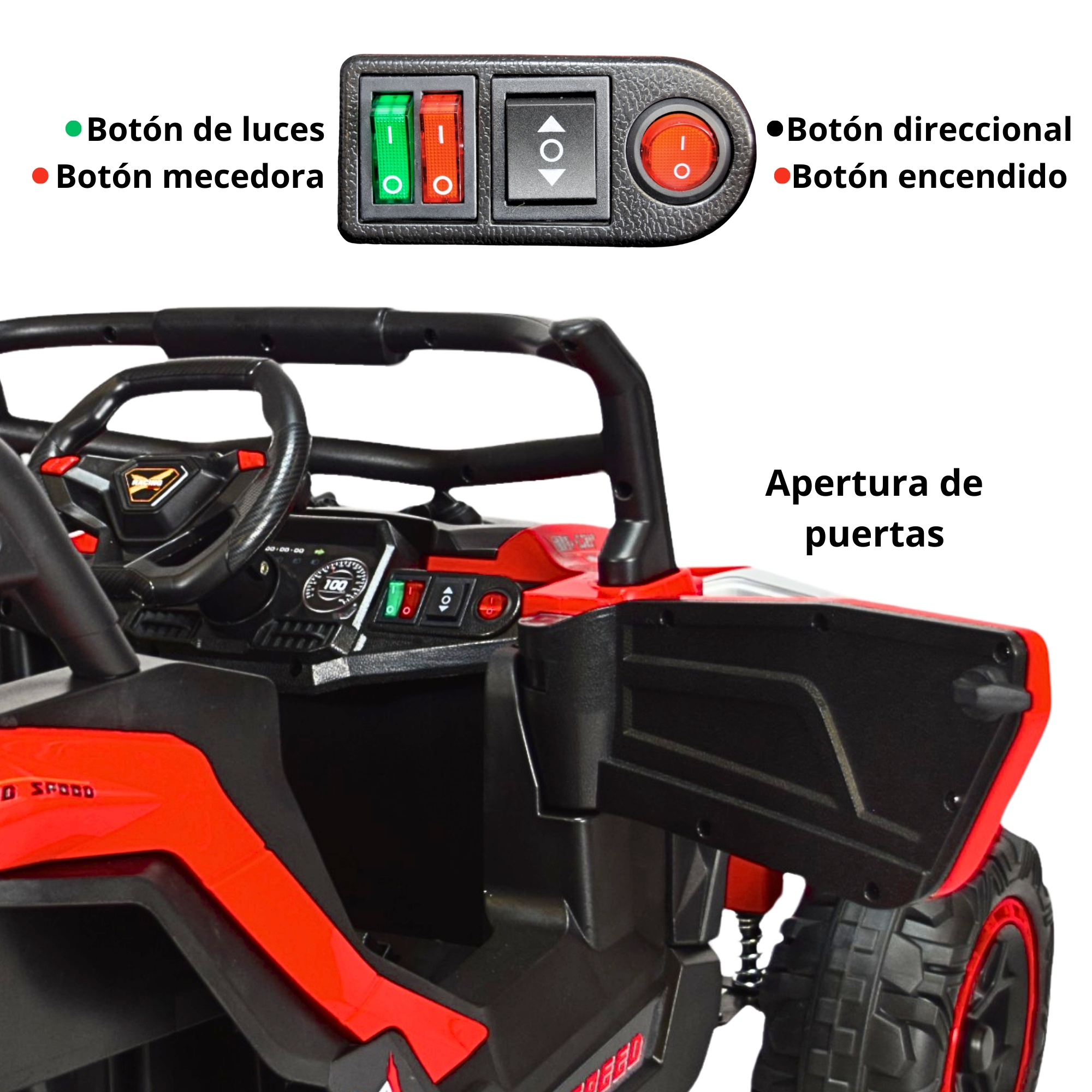Foto 8 pulgar | Montable Electrico Speed Para Niños Control Remoto Luz Led 12v - Rojo