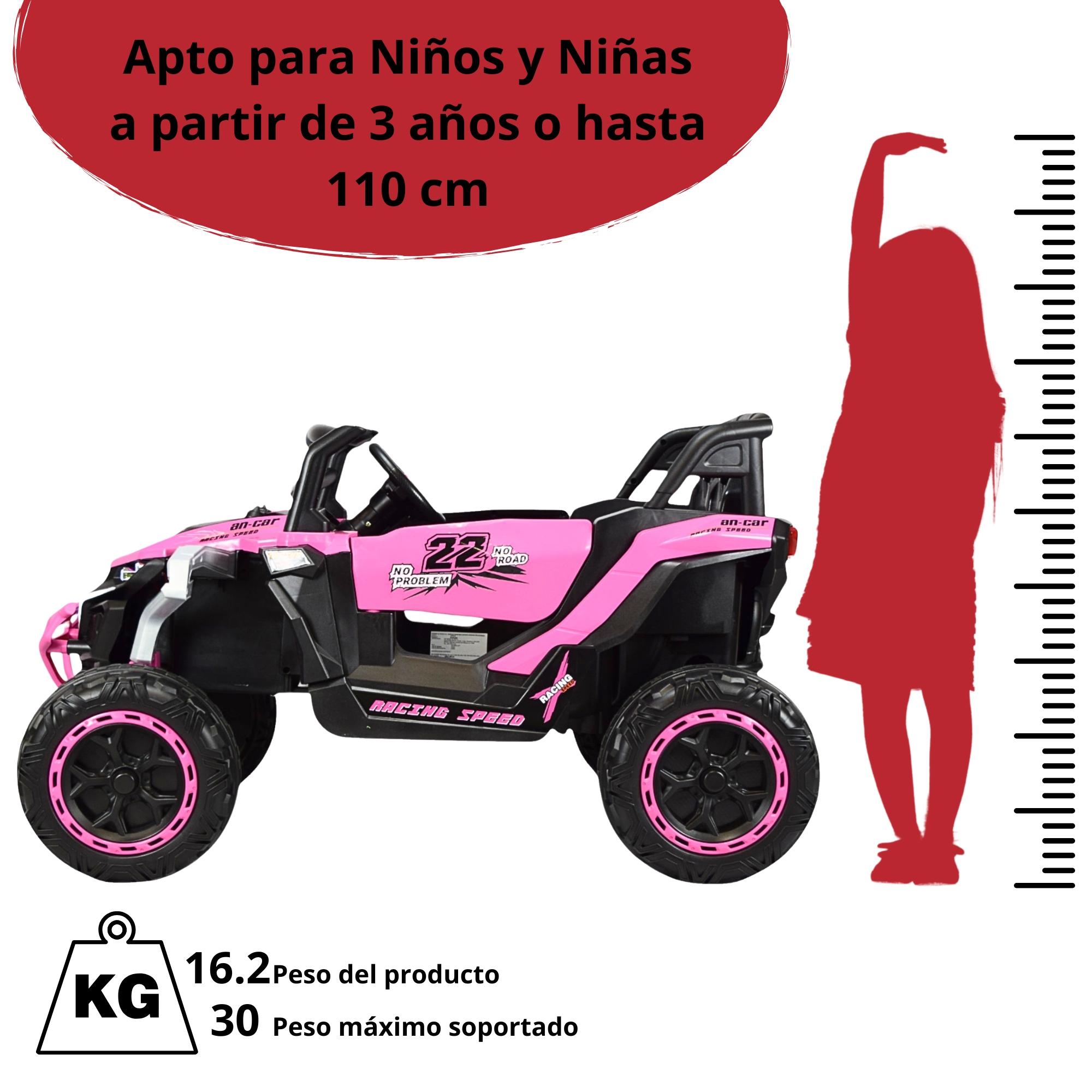 Foto 7 pulgar | Montable Electrico Speed Para Niños Control Remoto Luz Led 12v- Rosa