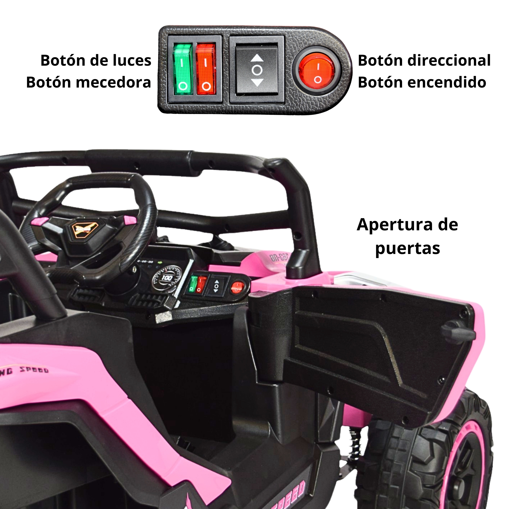 Foto 8 pulgar | Montable Electrico Speed Para Niños Control Remoto Luz Led 12v- Rosa