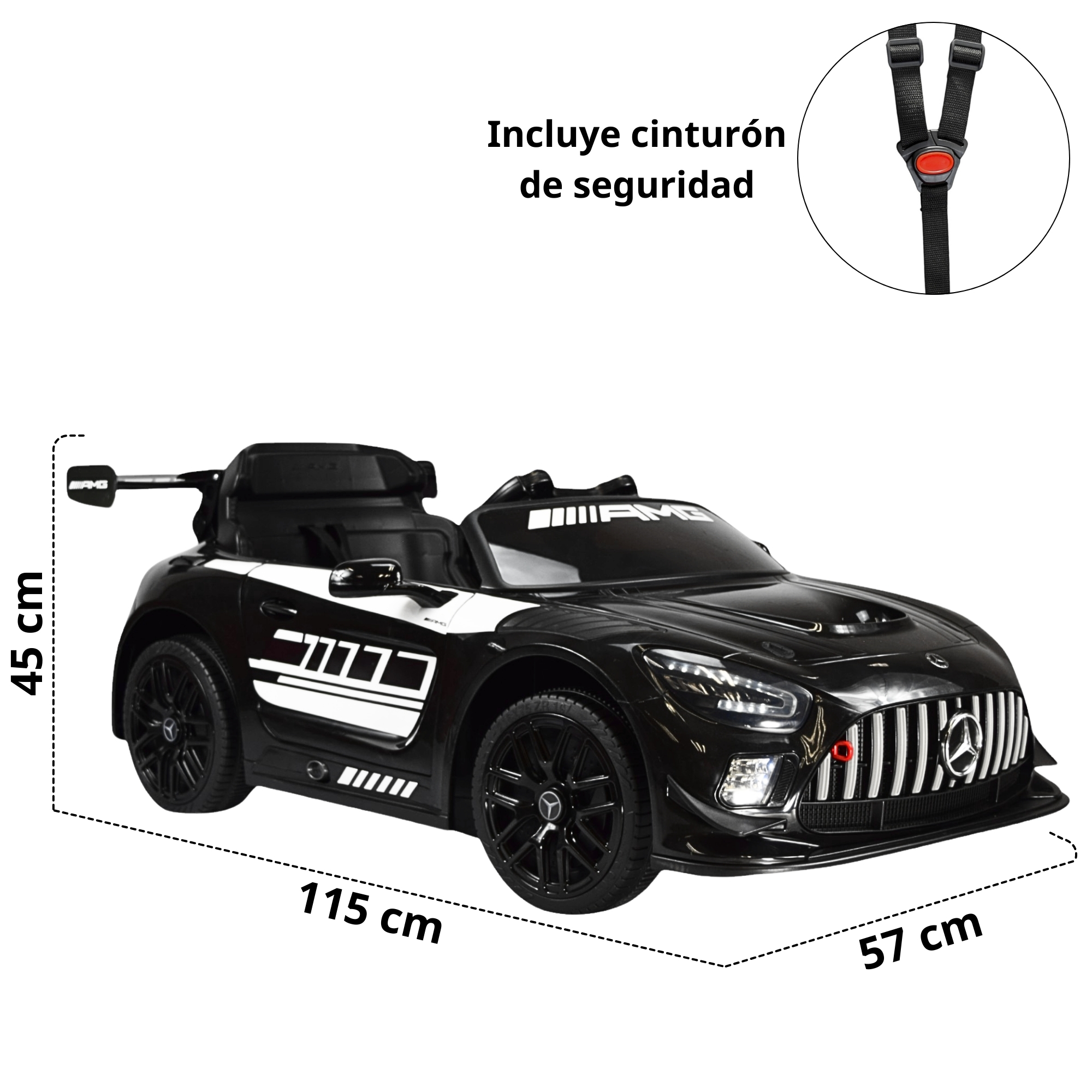 Foto 6 pulgar | Montable Mercedes-benz Electrico Para Niños Control Remoto 12v - Negro