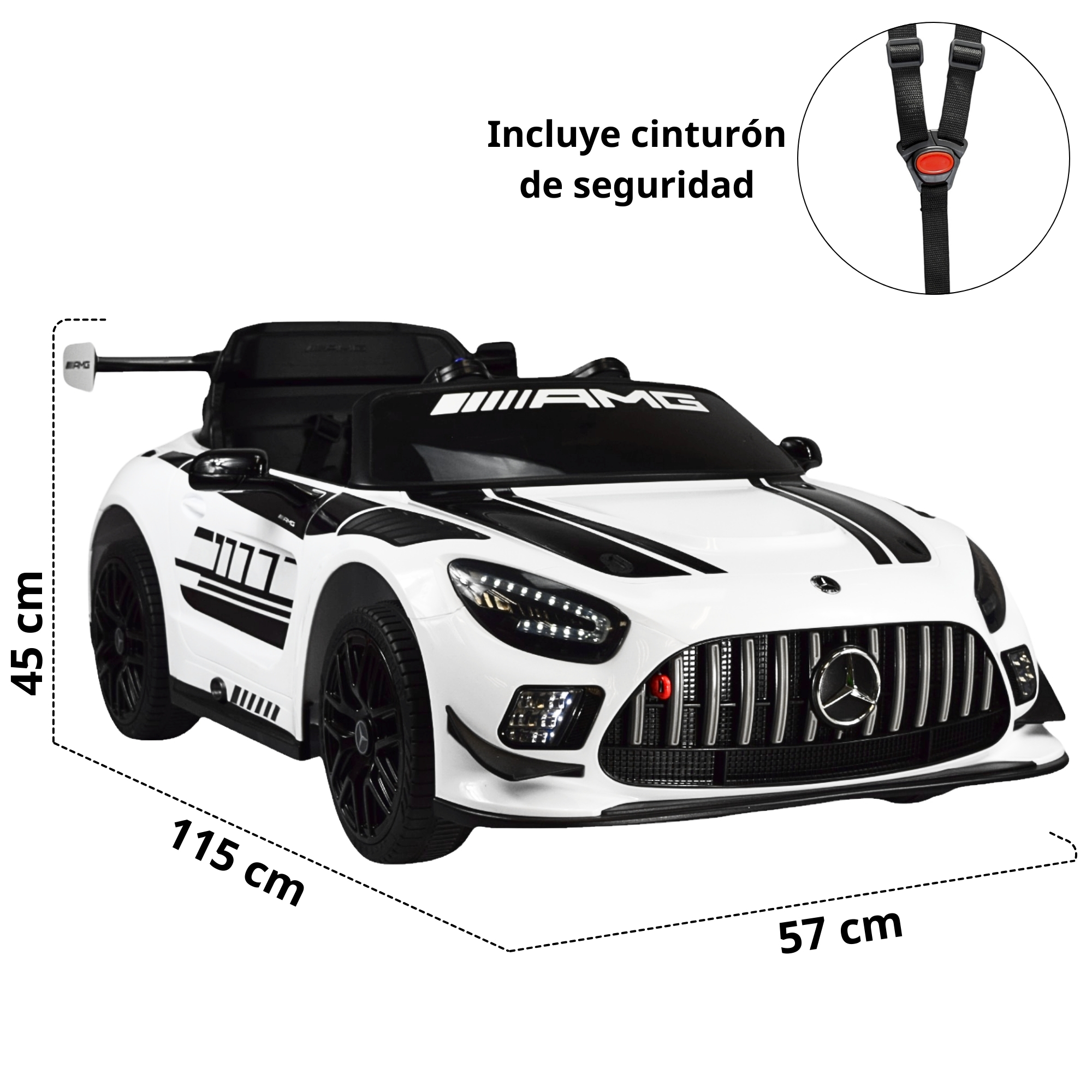 Foto 6 pulgar | Montable Mercedes-benz Electrico Para Niños Control Remoto 12v - Blanco