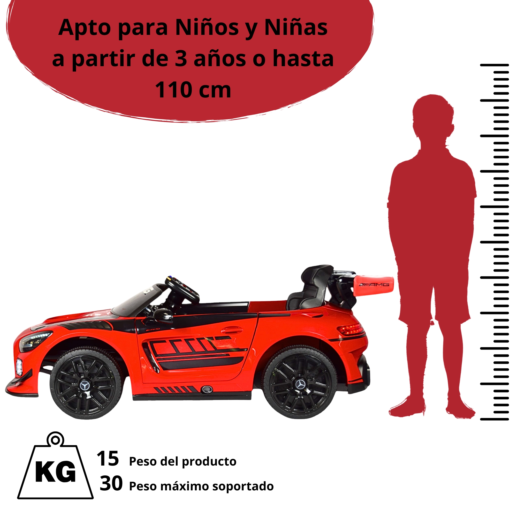 Foto 7 pulgar | Montable Mercedes-benz Electrico Para Niños Control Remoto 12v - Rojo