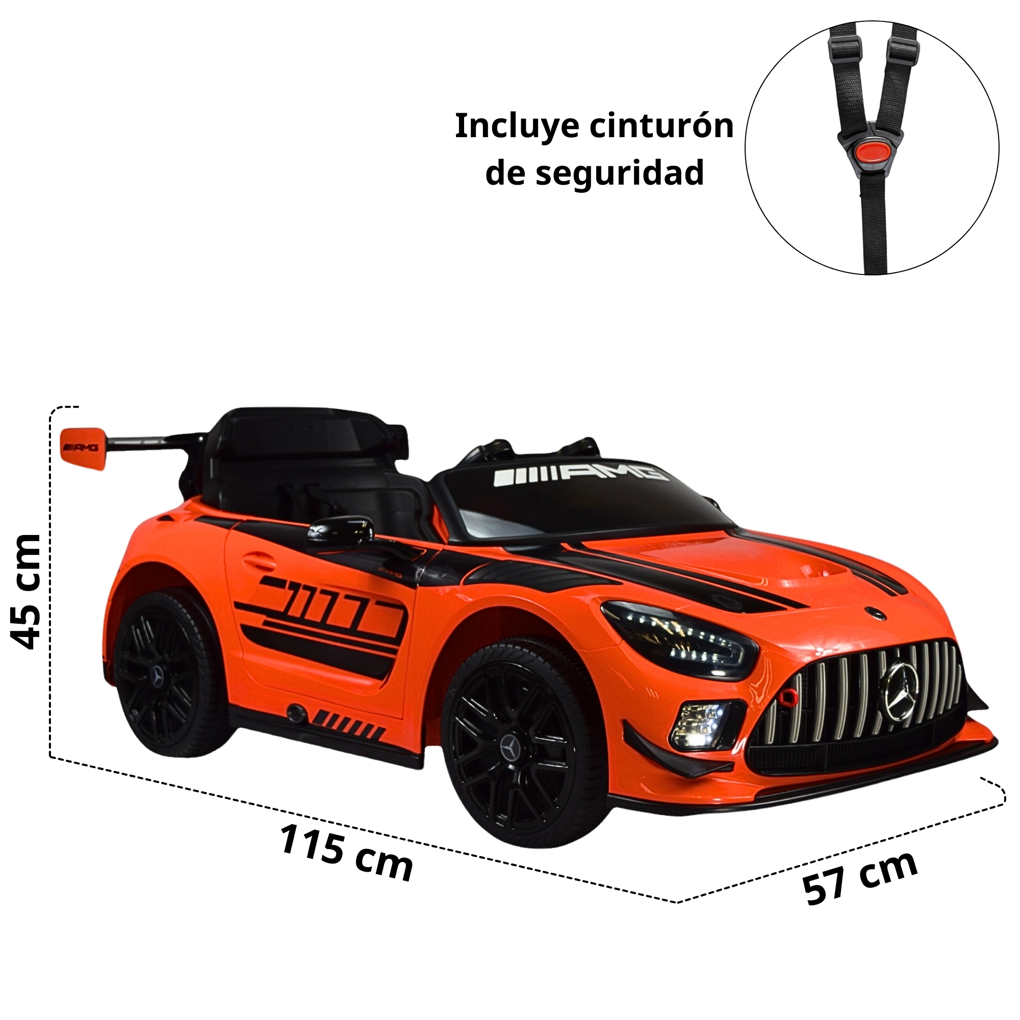 Foto 6 pulgar | Montable Mercedes-benz Electrico Para Niños Control Remoto 12v - Naranja