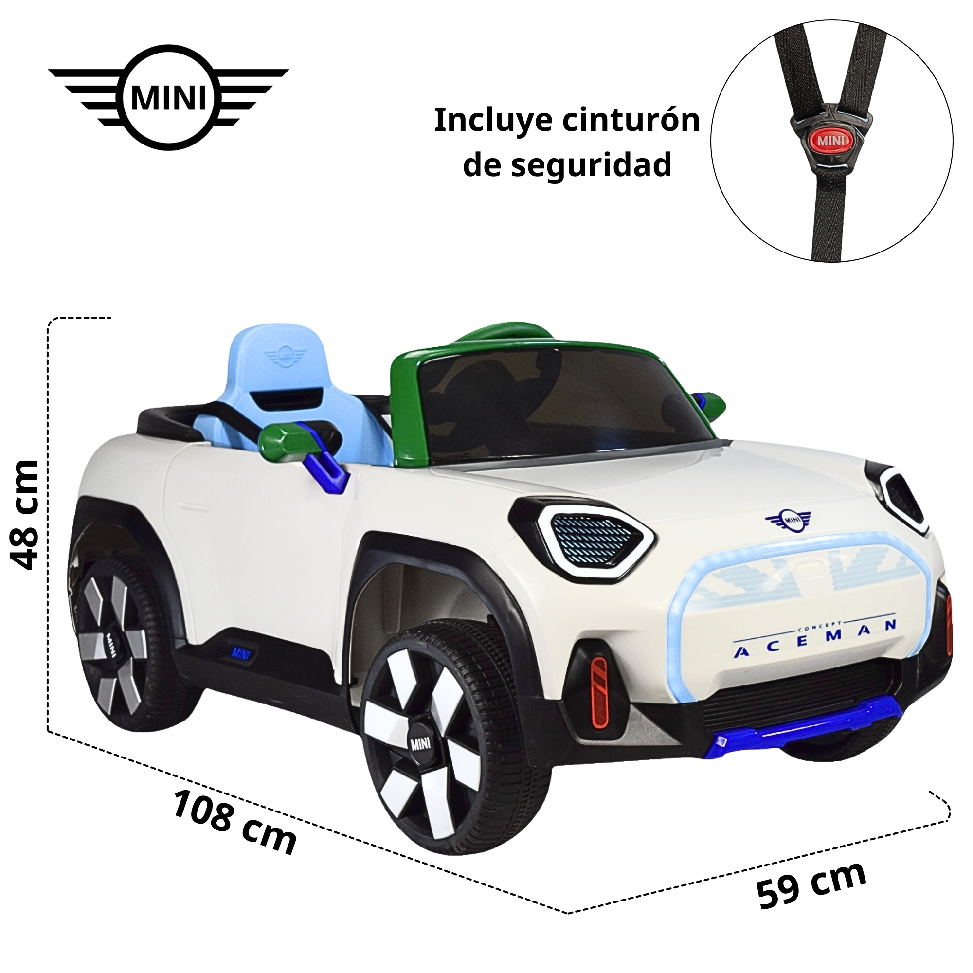 Foto 5 | Montable Electrico Mini Aceman Control Remoto 12v Blanco