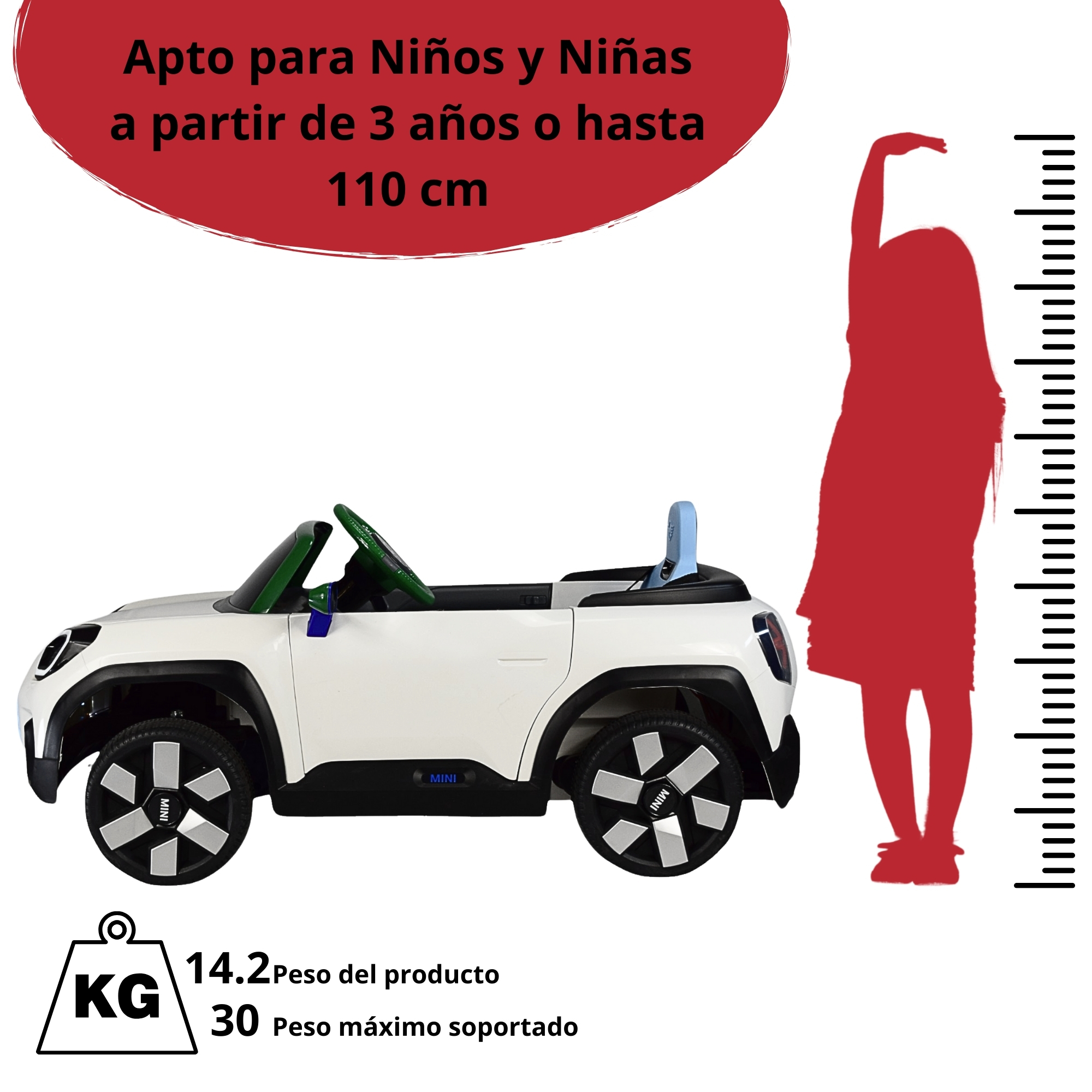 Foto 7 pulgar | Montable Electrico Mini Aceman Control Remoto 12v Blanco