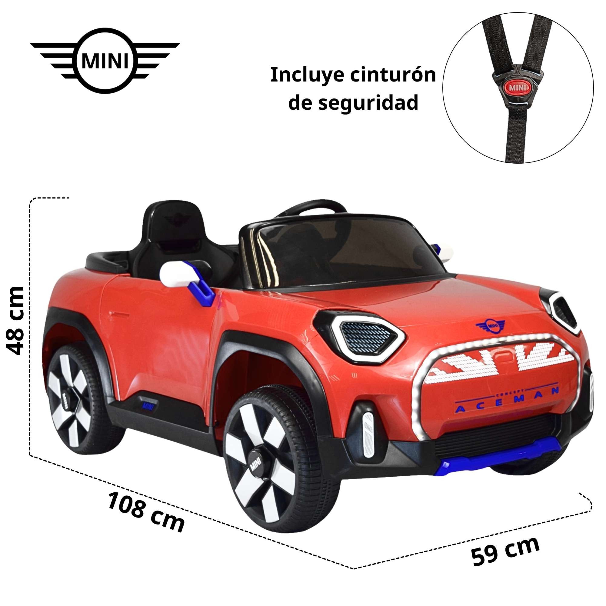 Foto 6 pulgar | Montable Electrico Mini Aceman Control Remoto 12v Rojo