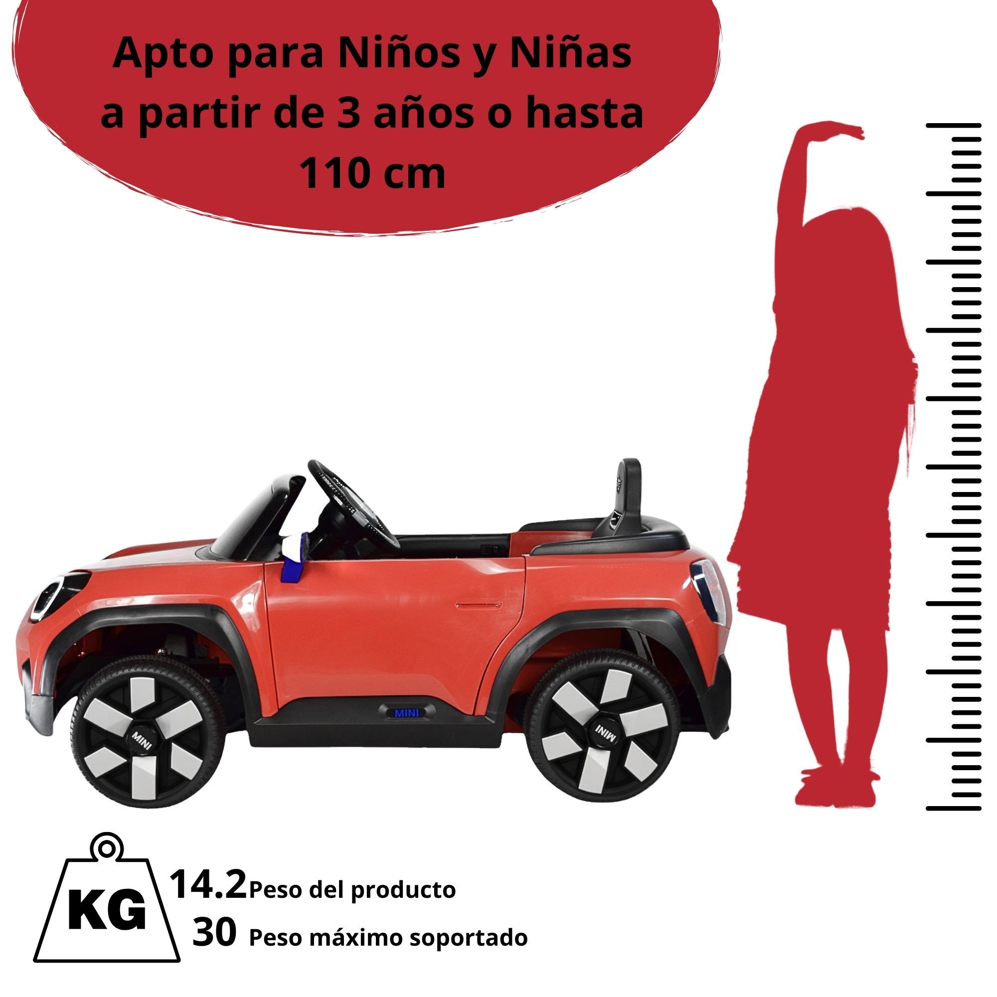 Foto 7 pulgar | Montable Electrico Mini Aceman Control Remoto 12v Rojo