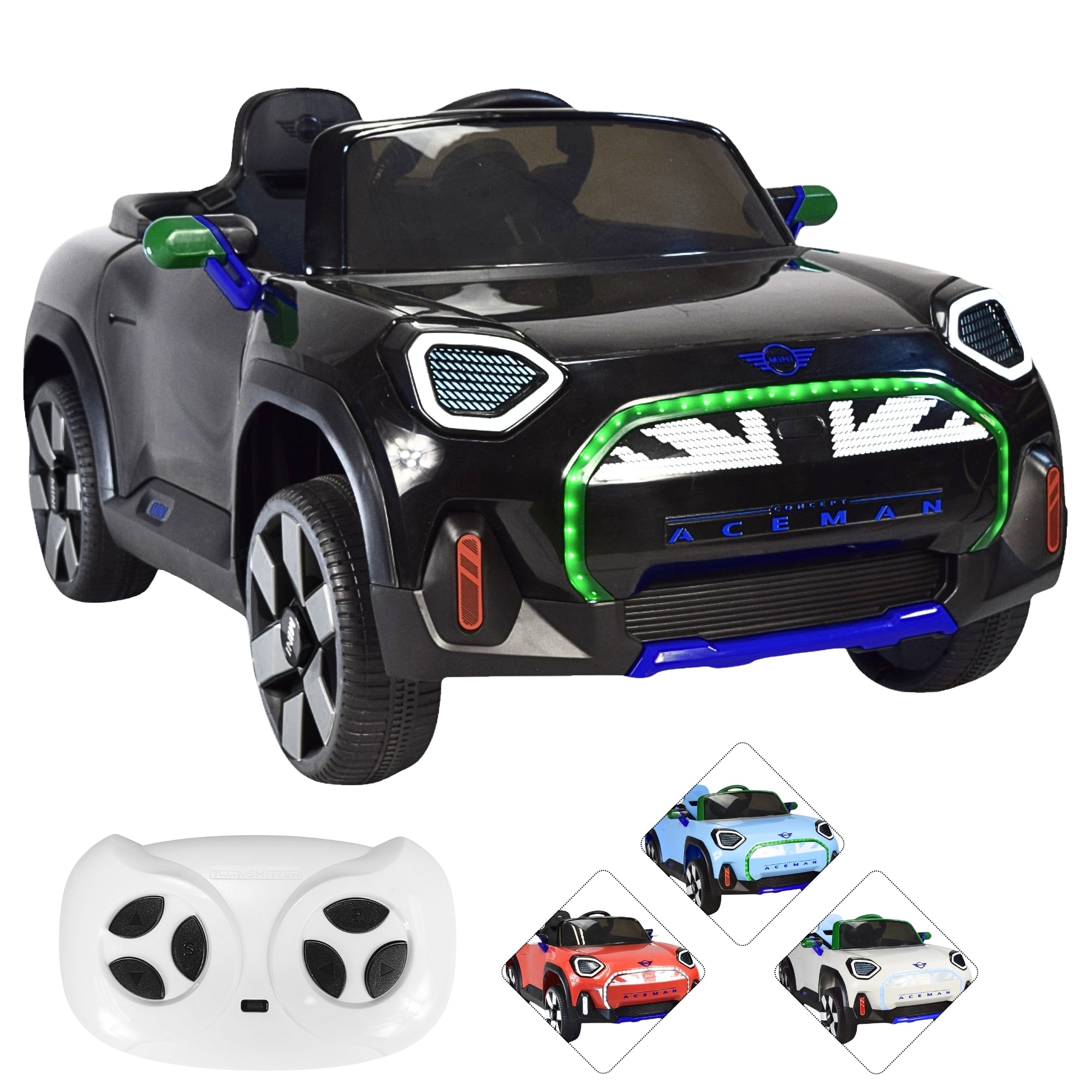Montable Electrico Mini Aceman Control Remoto 12v Negro $4,319