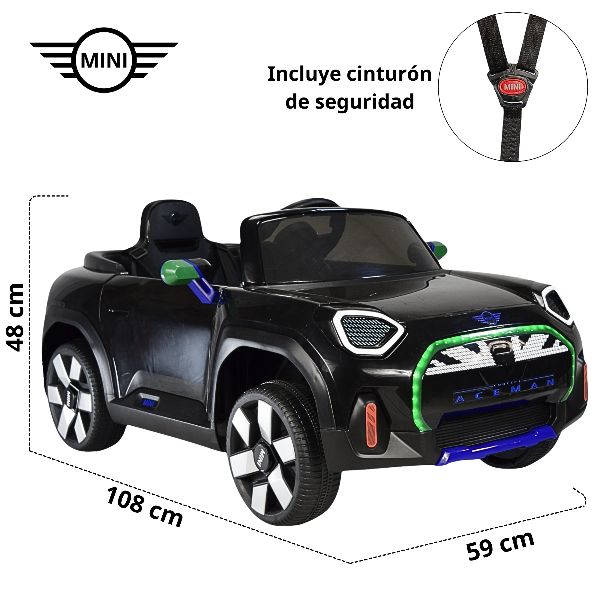 Foto 5 | Montable Electrico Mini Aceman Control Remoto 12v Negro