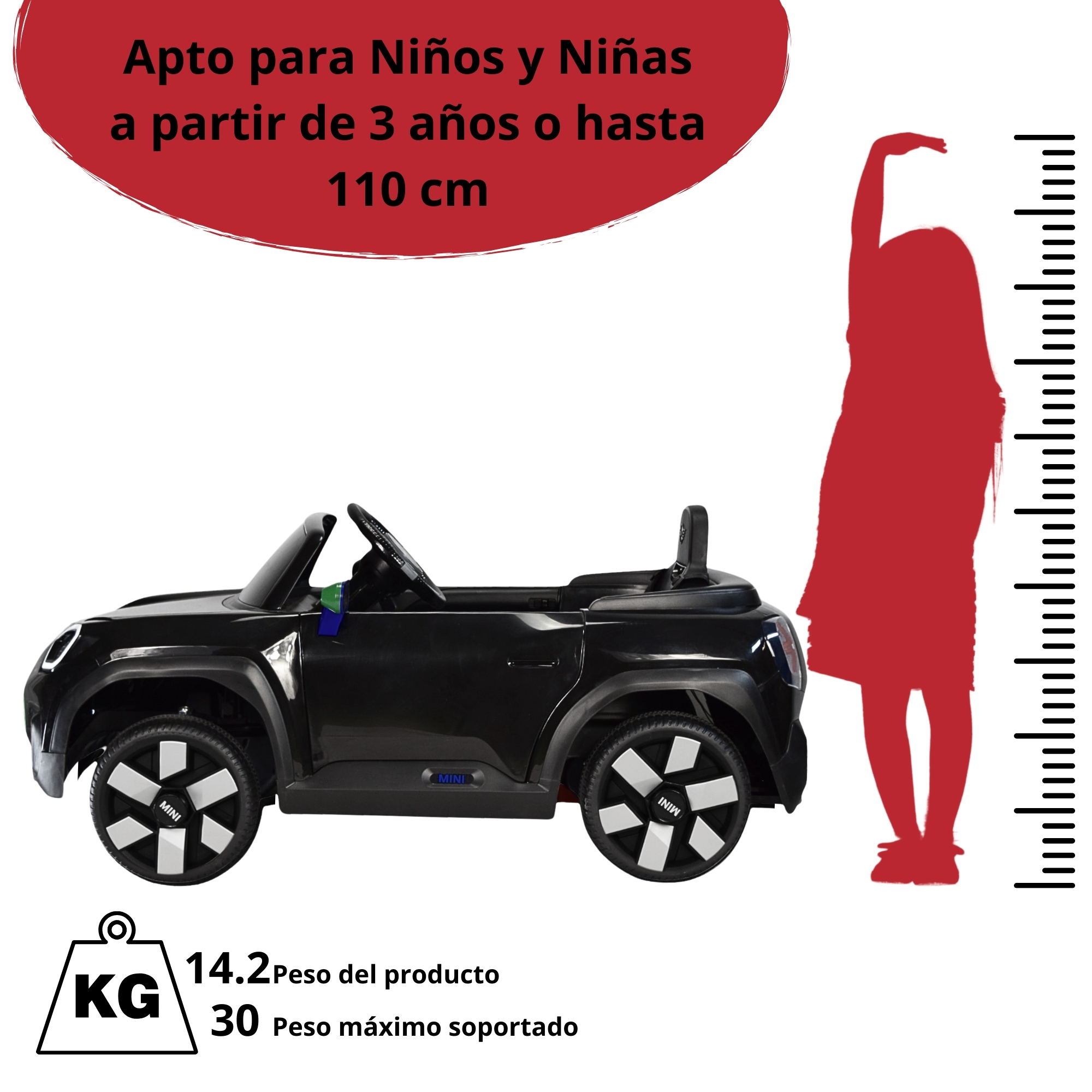 Foto 7 pulgar | Montable Electrico Mini Aceman Control Remoto 12v Negro