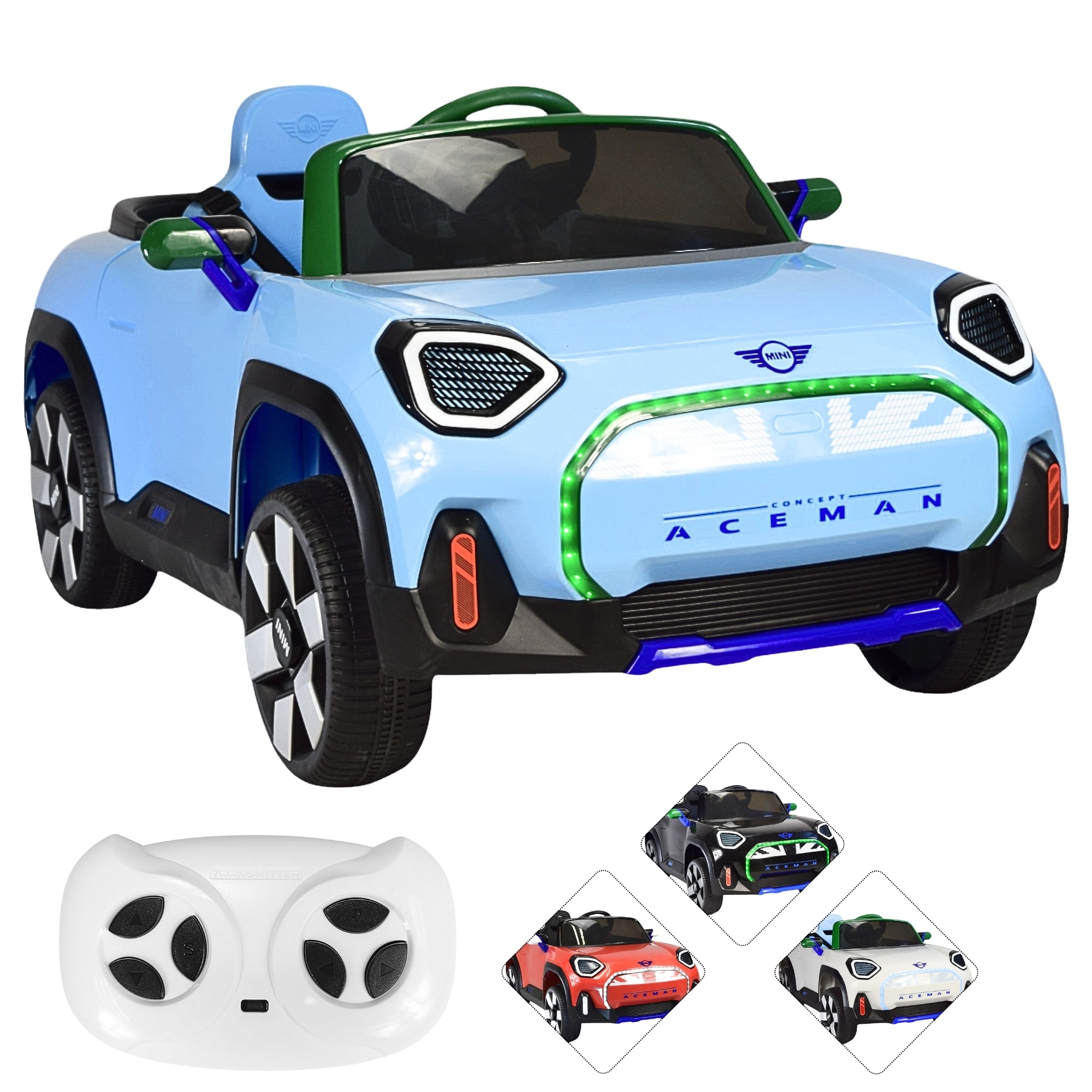 Montable Electrico Mini Aceman Control Remoto 12v Azul $4,319