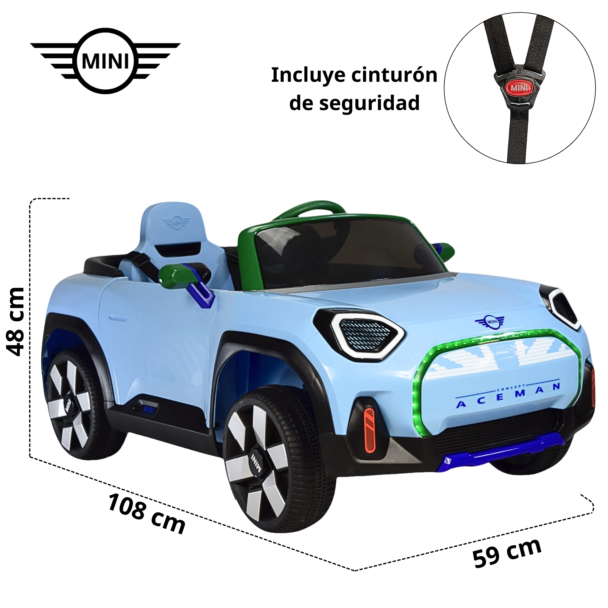 Foto 6 pulgar | Montable Electrico Mini Aceman Control Remoto 12v Azul