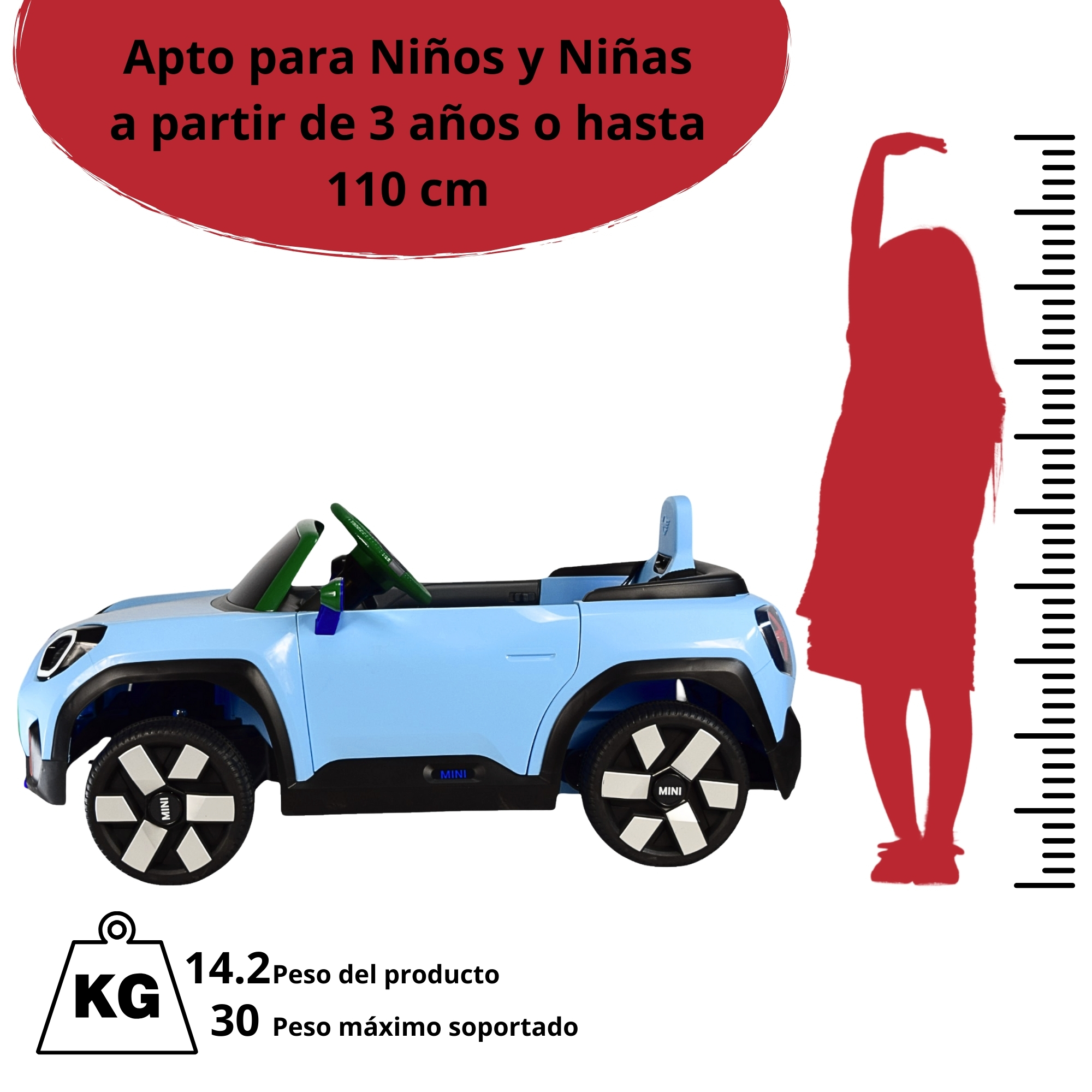Foto 7 pulgar | Montable Electrico Mini Aceman Control Remoto 12v Azul