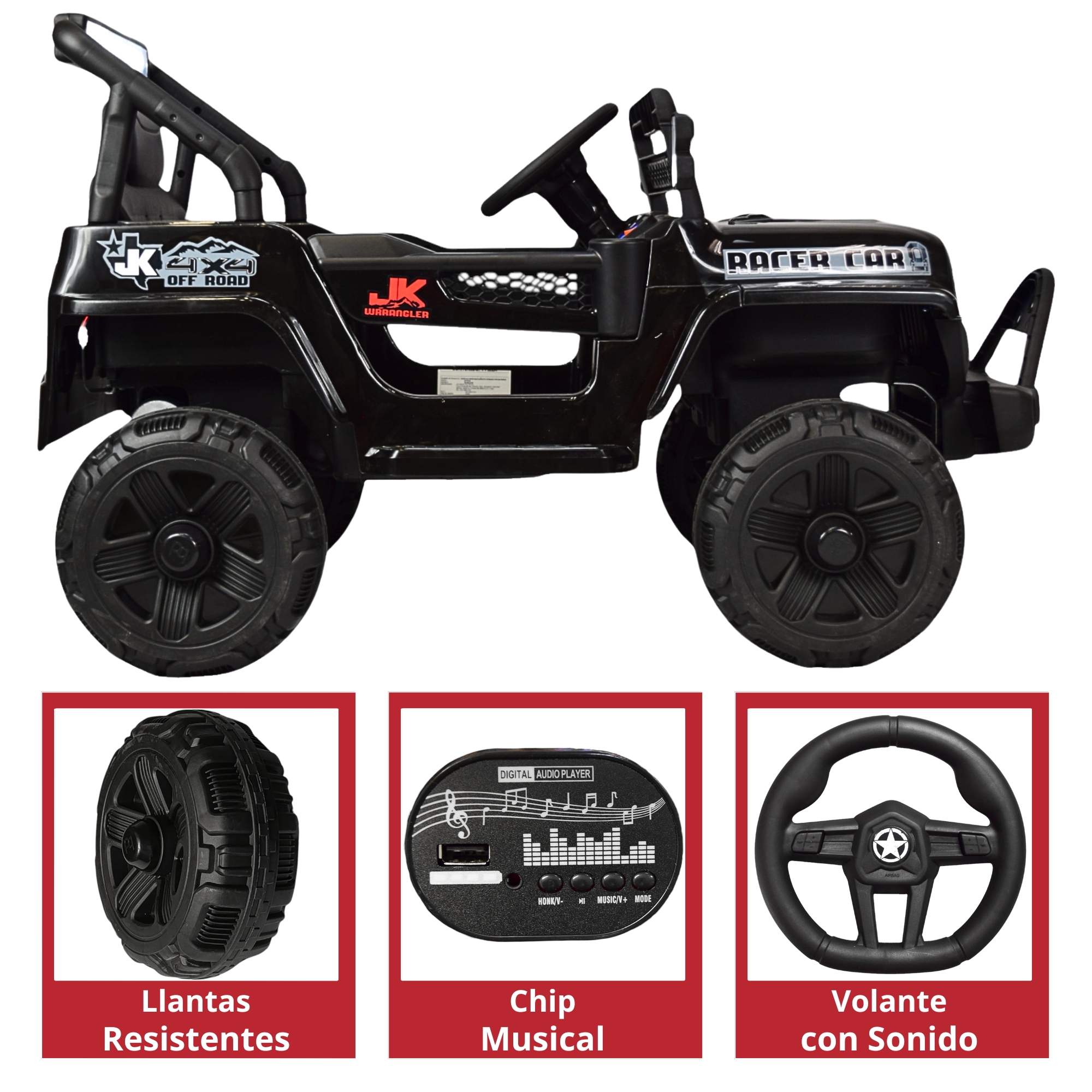 Foto 4 | Camioneta Montable Electrica 93 Cm Para Niños Control Remoto 12v - Negro