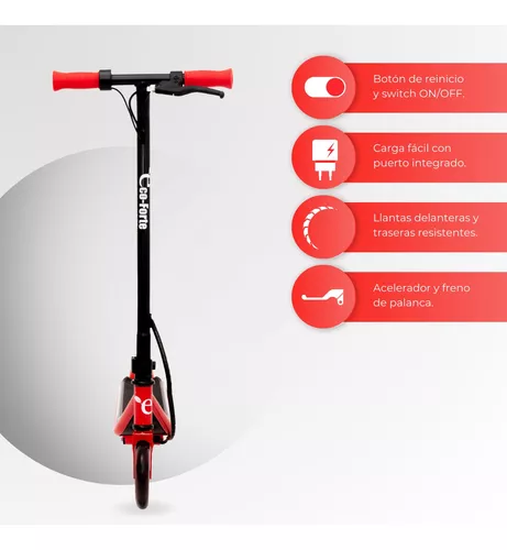 Foto 3 | Scooter Patín Eléctrico Eco-forte Sg10 Botón Inicio Rápido Rojo