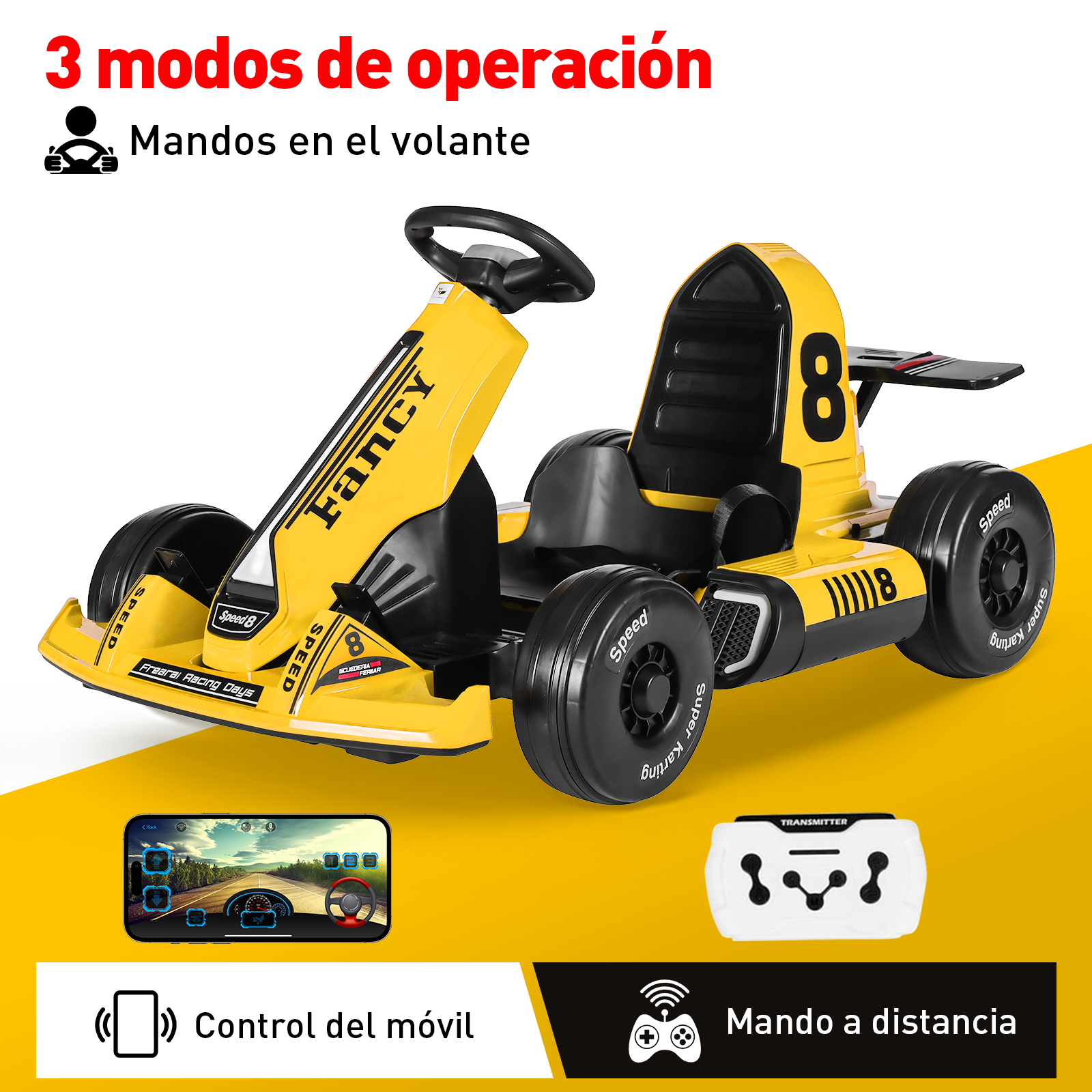 Foto 4 pulgar | Montable Electrico Infantil Honey Whale Bdq-8 Amarillo