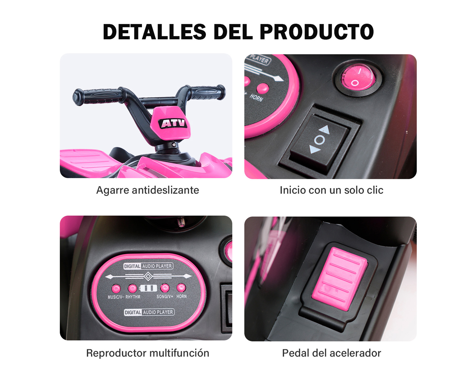 Foto 9 pulgar | Montable Infantil Cuatrimoto Eléctrica Basitex Color Rosa