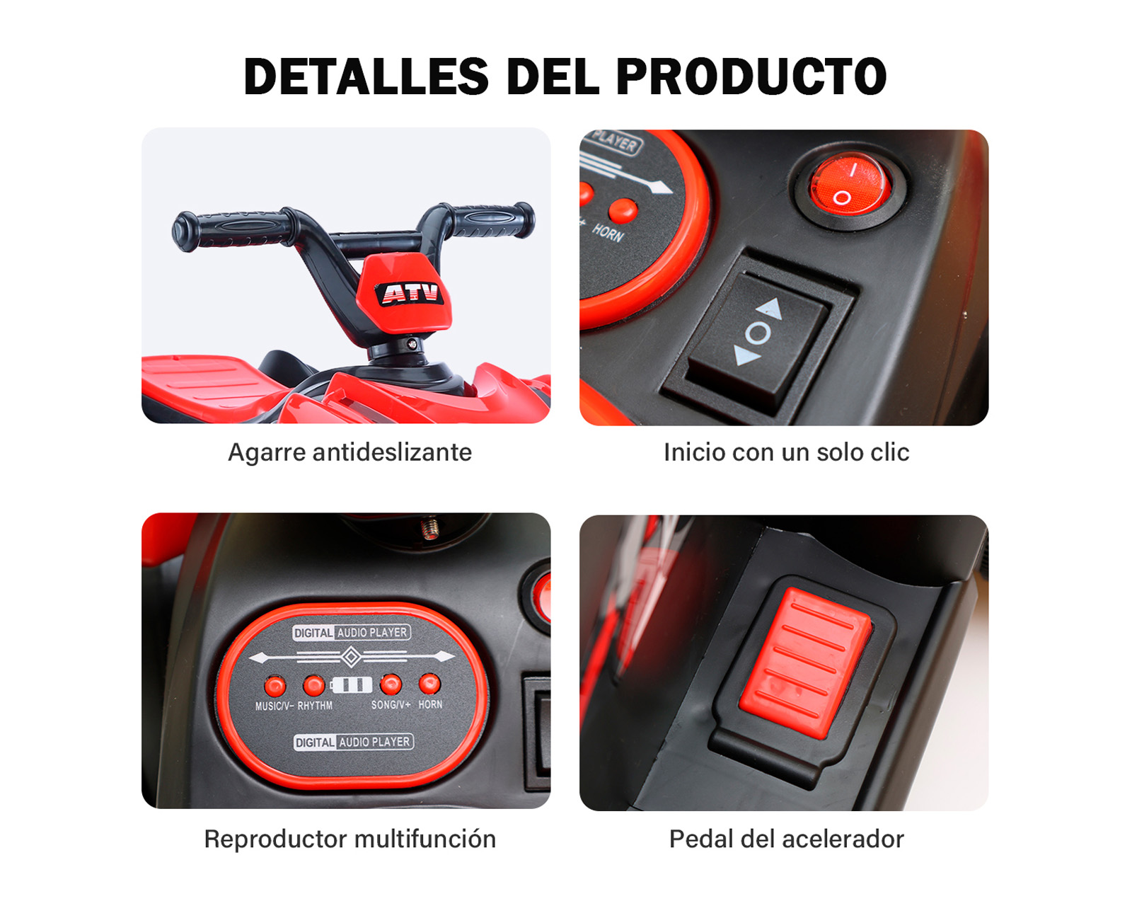 Foto 9 pulgar | Montable Infantil Cuatrimoto Eléctrica Basitex Color Rojo