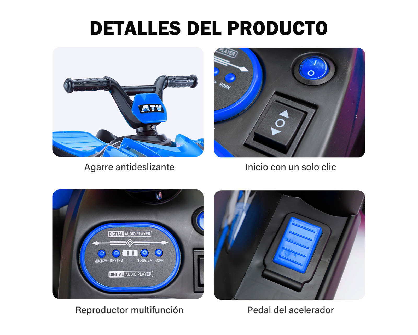Foto 9 pulgar | Montable Infantil Cuatrimoto Eléctrica Basitex Color Azul
