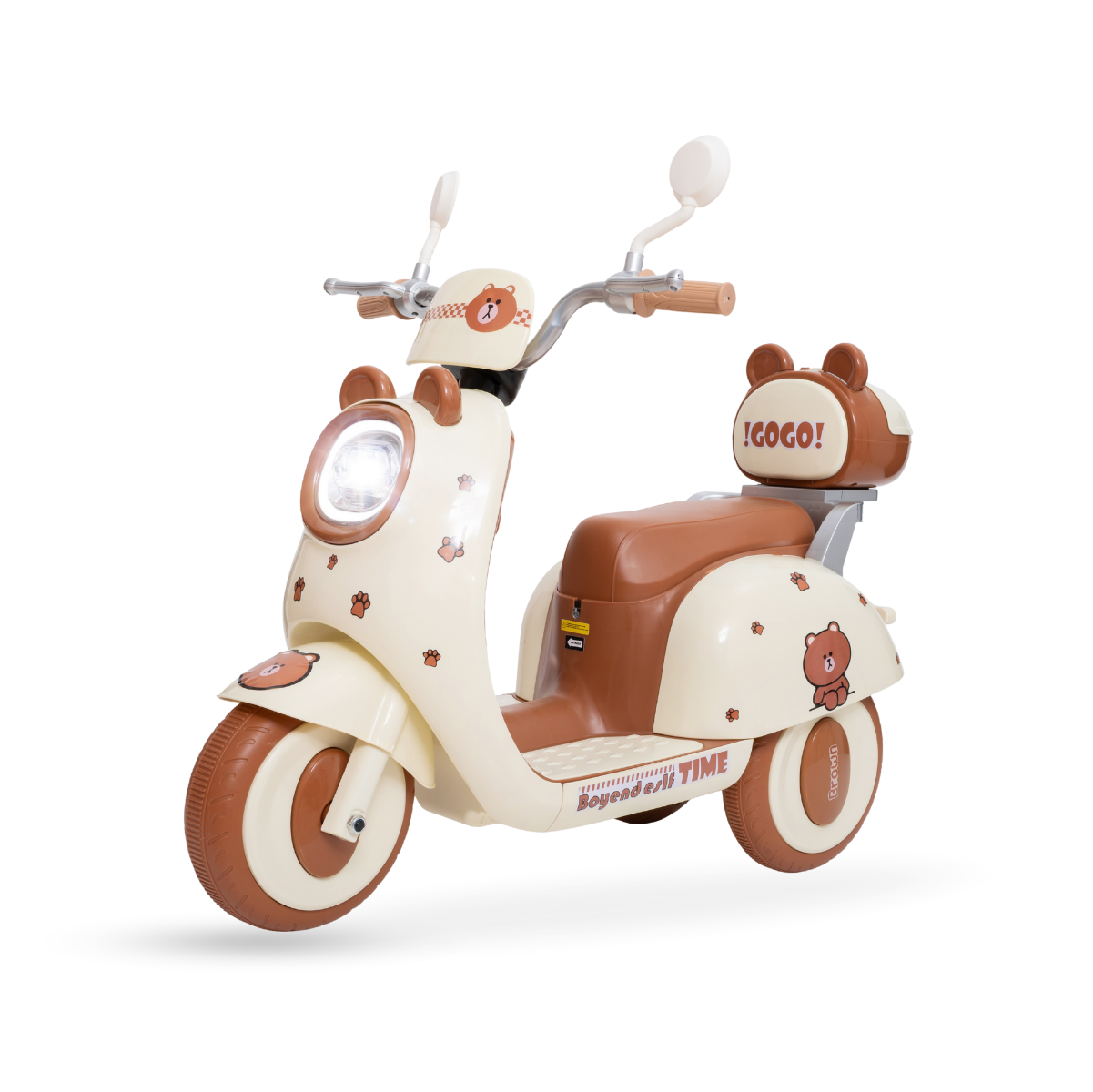 Foto 2 pulgar | Moto Eléctrica Para Niños Aeiou 318 Tipo Vespa Tres Ruedas Blanco/cafe