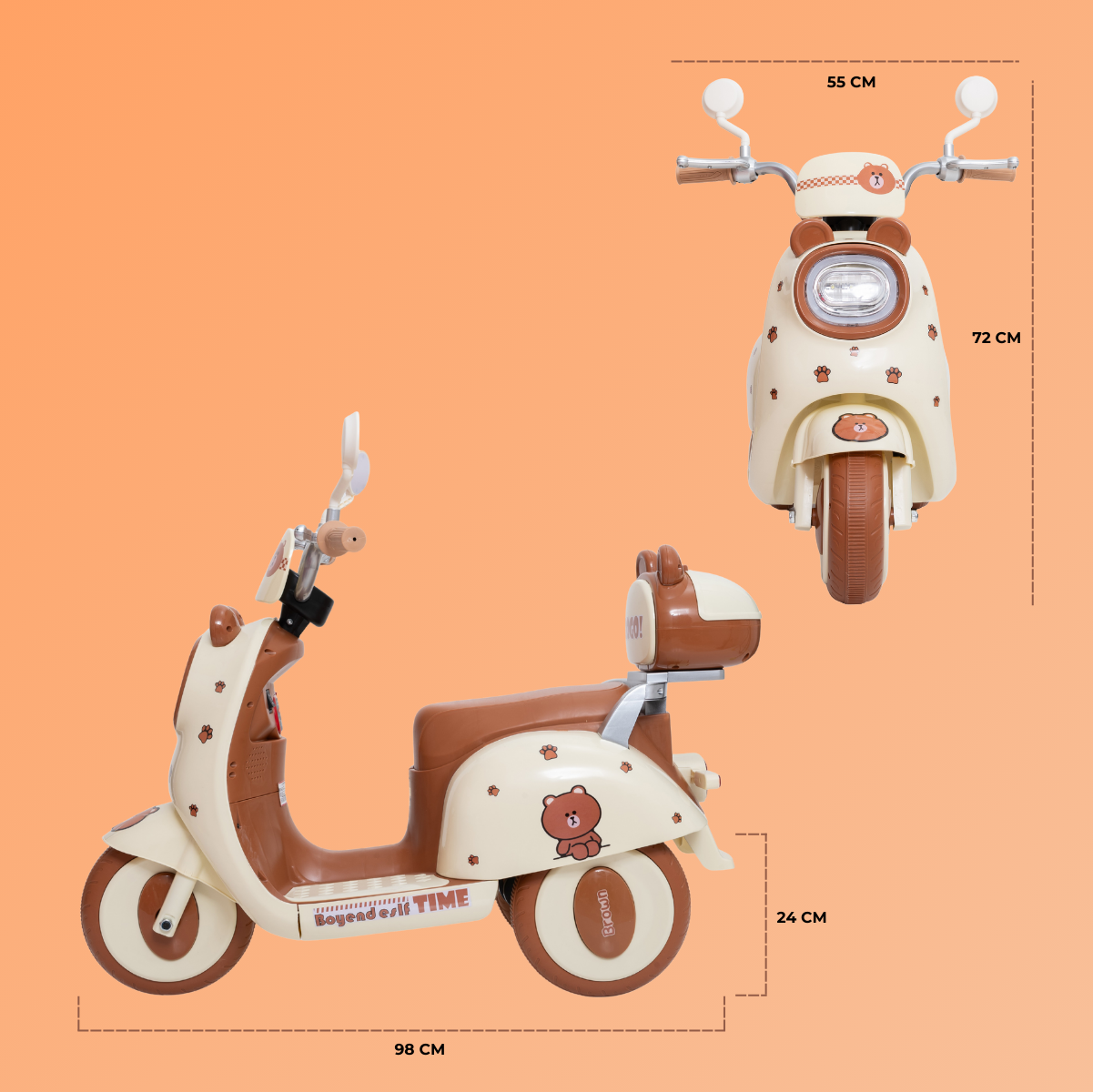 Foto 4 | Moto Eléctrica Para Niños Aeiou 318 Tipo Vespa Tres Ruedas Blanco/cafe