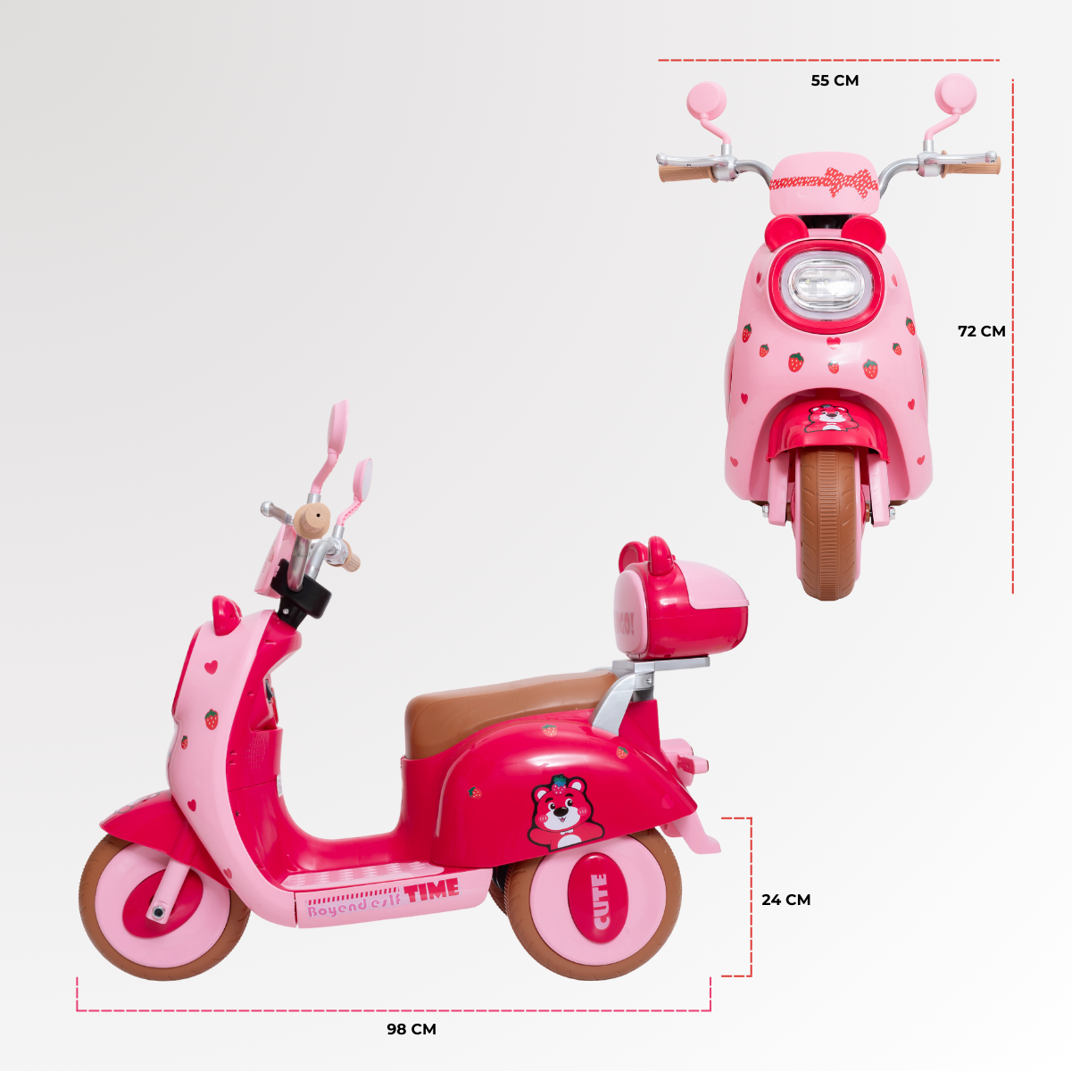 Foto 5 pulgar | Montable Eléctrico Aeiou 318 Tipo Vespa Tres Ruedas Rosa