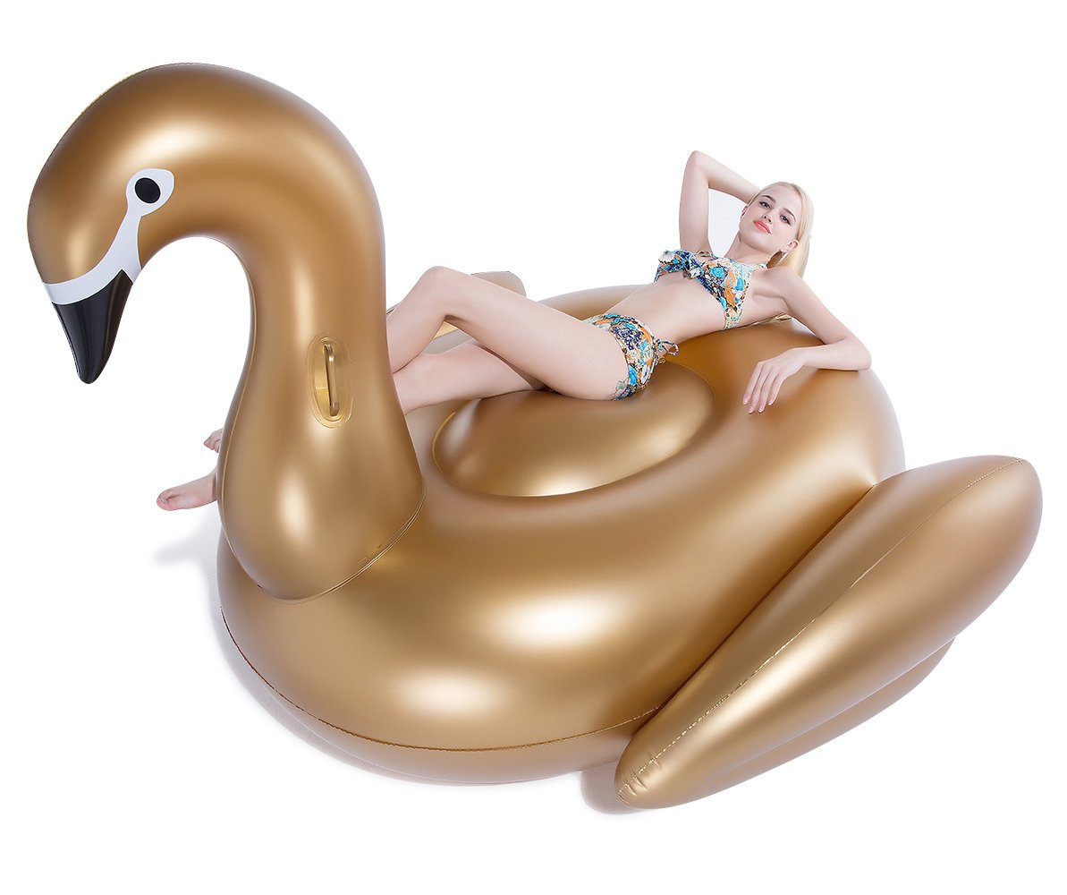 Foto 4 pulgar | Flotador Inflable Para Piscina Jasonwell Giant Golden Swan Para Adultos - Venta Internacional.
