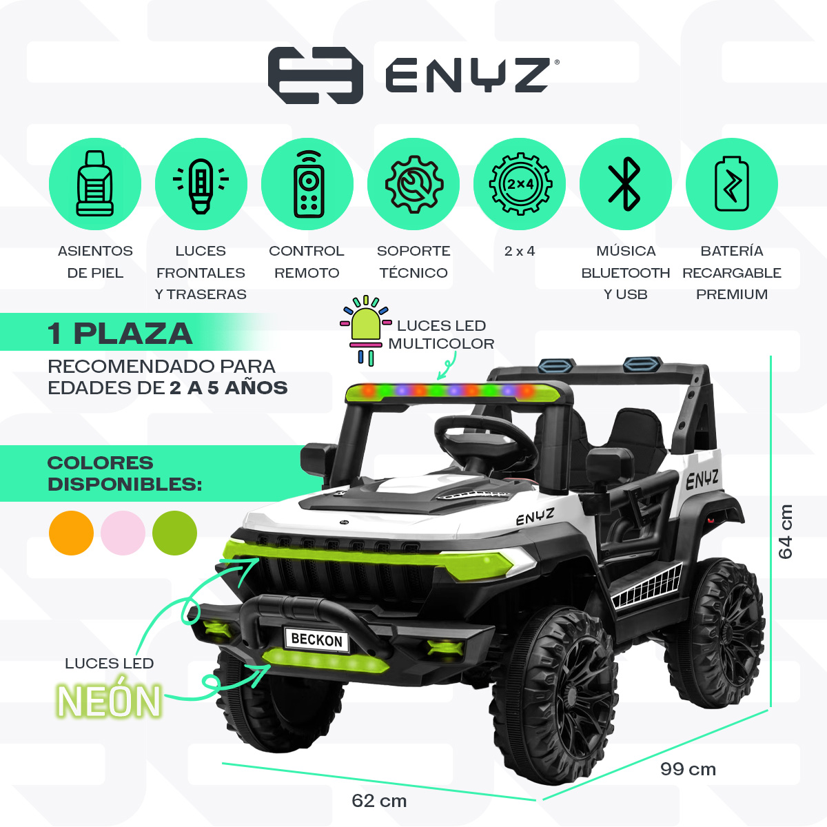 Foto 3 pulgar | Camioneta Montable Eléctrico Águila Con Control Remoto Para Niña Niño Con Asientos De Piel Carro Todo Terreno Bcx-7