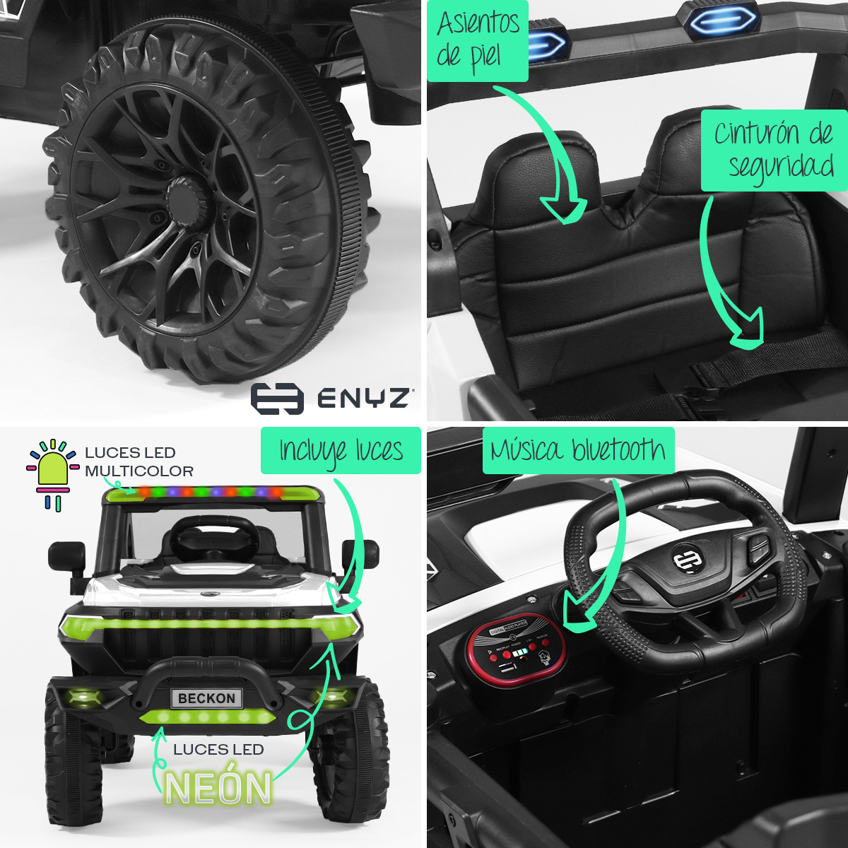 Foto 4 pulgar | Camioneta Montable Eléctrico Águila Con Control Remoto Para Niña Niño Con Asientos De Piel Carro Todo Terreno Bcx-7