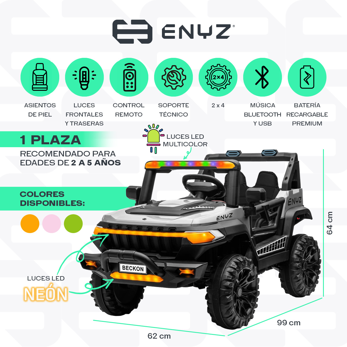 Foto 3 pulgar | Camioneta Montable Eléctrico Tigre Con Control Remoto Para Niña Niño Con Asientos De Piel Carro Todo Terreno Bcx-7