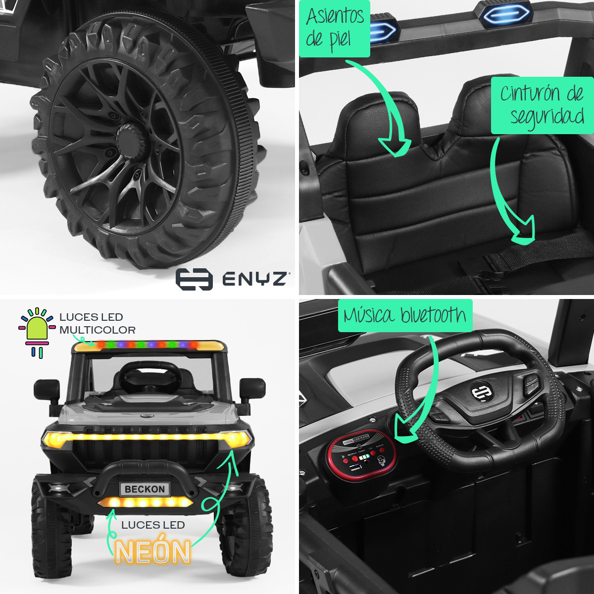 Foto 4 pulgar | Camioneta Montable Eléctrico Tigre Con Control Remoto Para Niña Niño Con Asientos De Piel Carro Todo Terreno Bcx-7