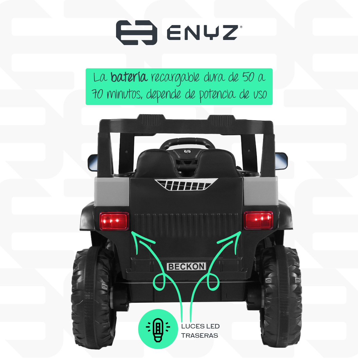 Foto 7 pulgar | Camioneta Montable Eléctrico Tigre Con Control Remoto Para Niña Niño Con Asientos De Piel Carro Todo Terreno Bcx-7
