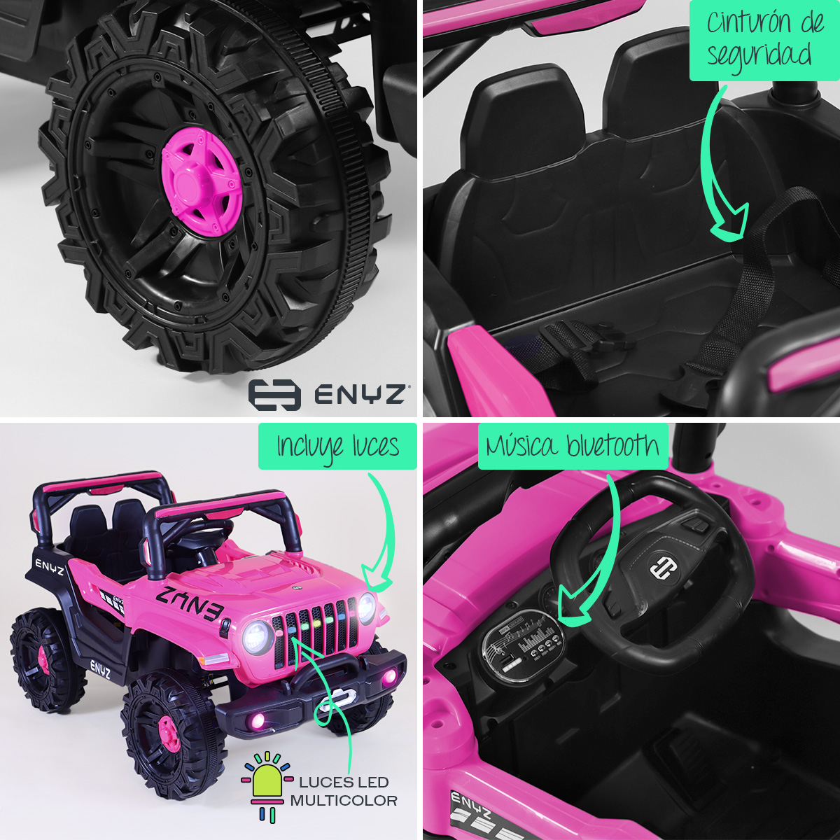 Foto 4 pulgar | Camioneta Jeep Montable Chita Para Niña Niño Eléctrico Carro Todo Terreno Con Control Remoto Bcx-6 Enyz Luces Frontale