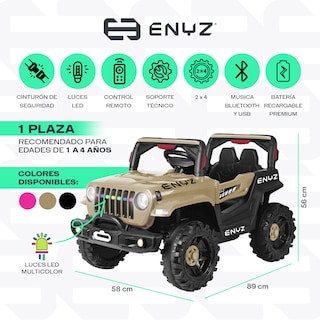 Foto 2 | Camioneta Jeep Montable León Para Niña Niño Eléctrico Carro Todo Terreno Con Control Remoto Bcx-6 Enyz Luces Frontales