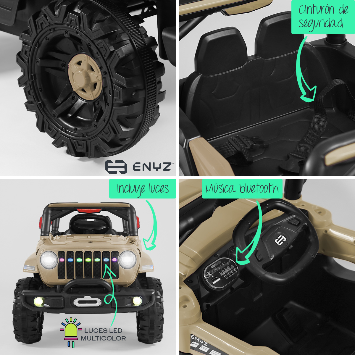 Foto 4 pulgar | Camioneta Jeep Montable León Para Niña Niño Eléctrico Carro Todo Terreno Con Control Remoto Bcx-6 Enyz Luces Frontales