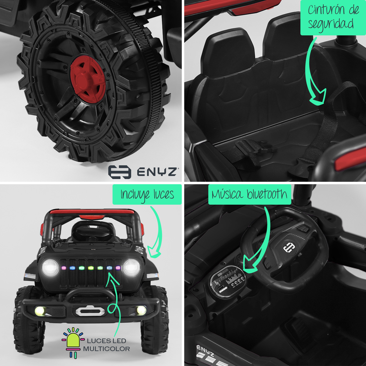 Foto 4 pulgar | Camioneta Jeep Montable Halcón Para Niña Niño Eléctrico Carro Todo Terreno Con Control Remoto Bcx-6 Enyz Luces Front