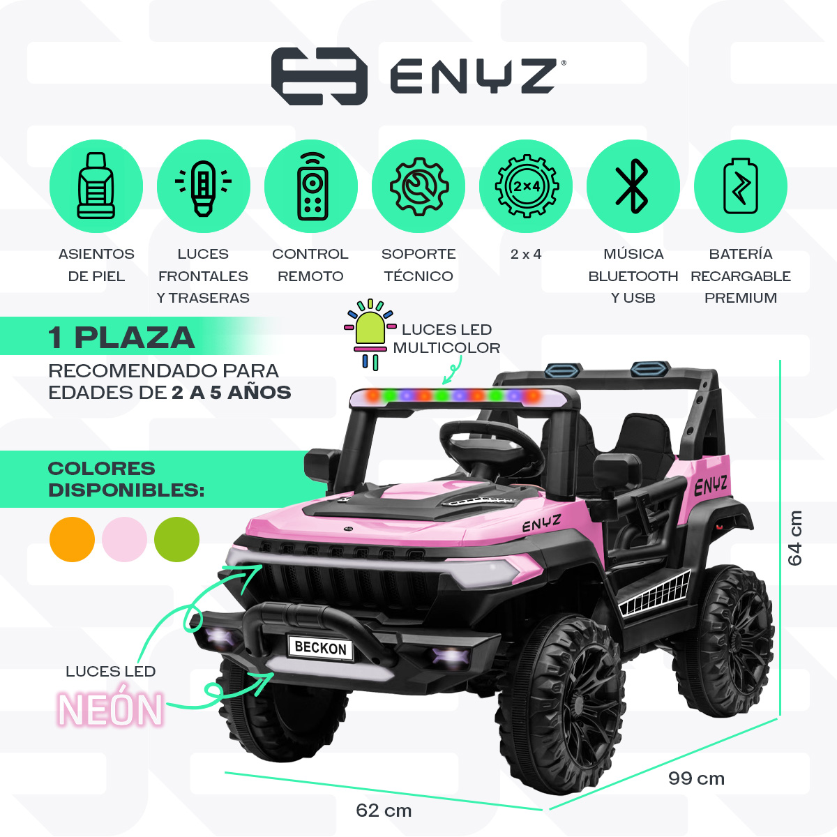Foto 3 pulgar | Camioneta Montable Eléctrico Delfín Con Control Remoto Para Niña Niño Con Asientos De Piel Carro Todo Terreno Bcx-7
