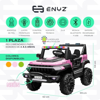 Foto 2 | Camioneta Montable Eléctrico Delfín Con Control Remoto Para Niña Niño Con Asientos De Piel Carro Todo Terreno Bcx-7