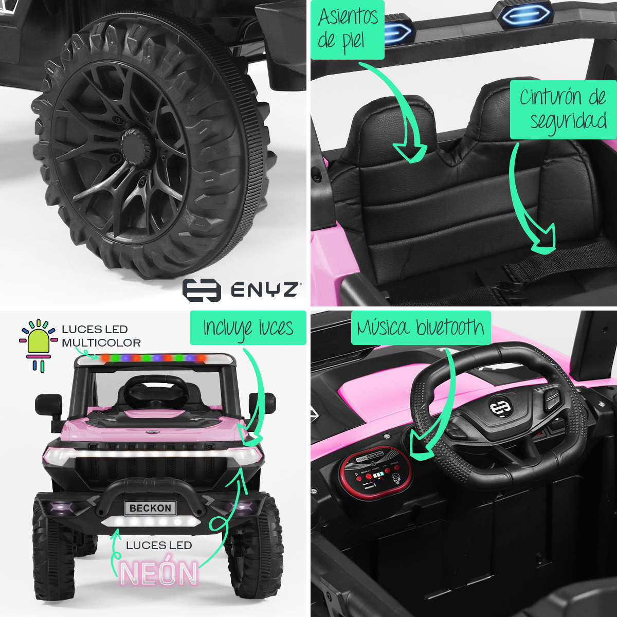 Foto 4 pulgar | Camioneta Montable Eléctrico Delfín Con Control Remoto Para Niña Niño Con Asientos De Piel Carro Todo Terreno Bcx-7