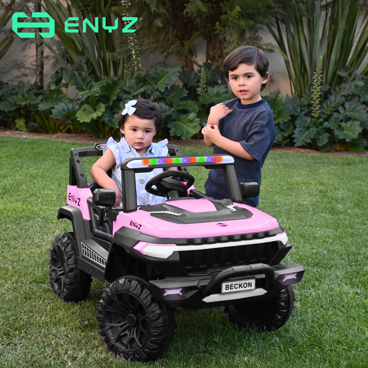 Foto 8 pulgar | Camioneta Montable Eléctrico Delfín Con Control Remoto Para Niña Niño Con Asientos De Piel Carro Todo Terreno Bcx-7