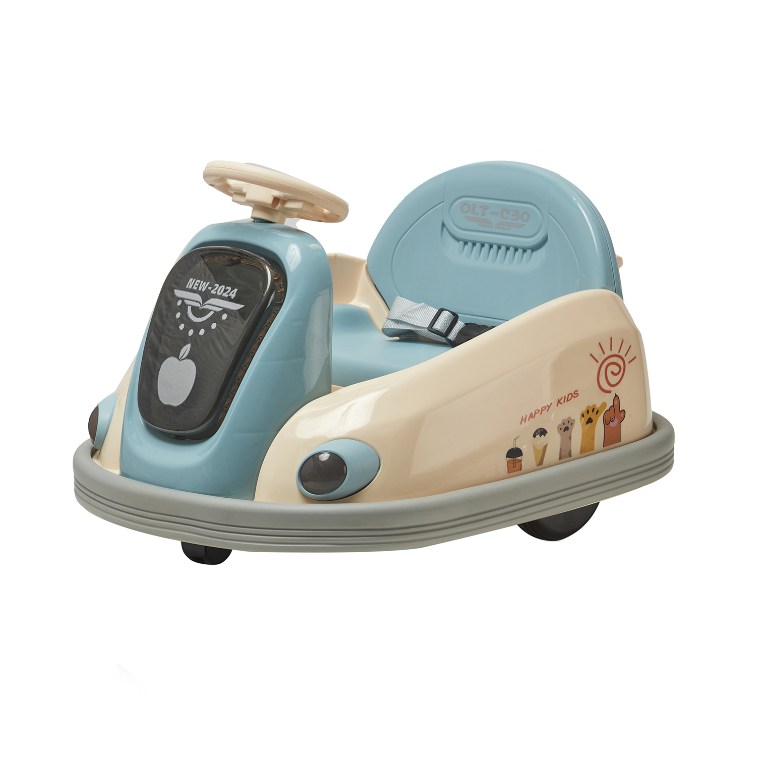 Montable Eléctrico Crash Denco Toys Azul, Control Remoto Rotación 360° Bluetooth/usb/aux Música Luces Led, Cinturón