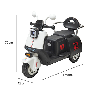 Foto 5 | Montable Eléctrico Moto Vintage Denco Toys Blanco/negro,control Remoto Bluetooth/usb/aux, Música Luces Led, Asiento