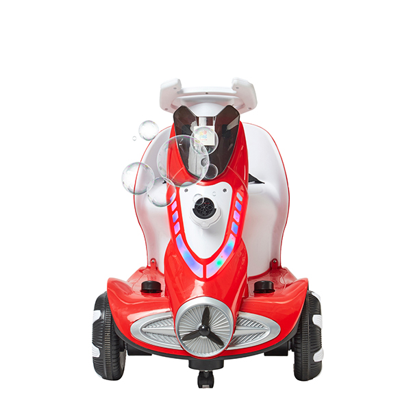 Montable Eléctrico Bubbles Denco Toys Rojo, Control Remoto Rotación 360° Bluetooth/usb/aux, Burbujas, Música Luces Led