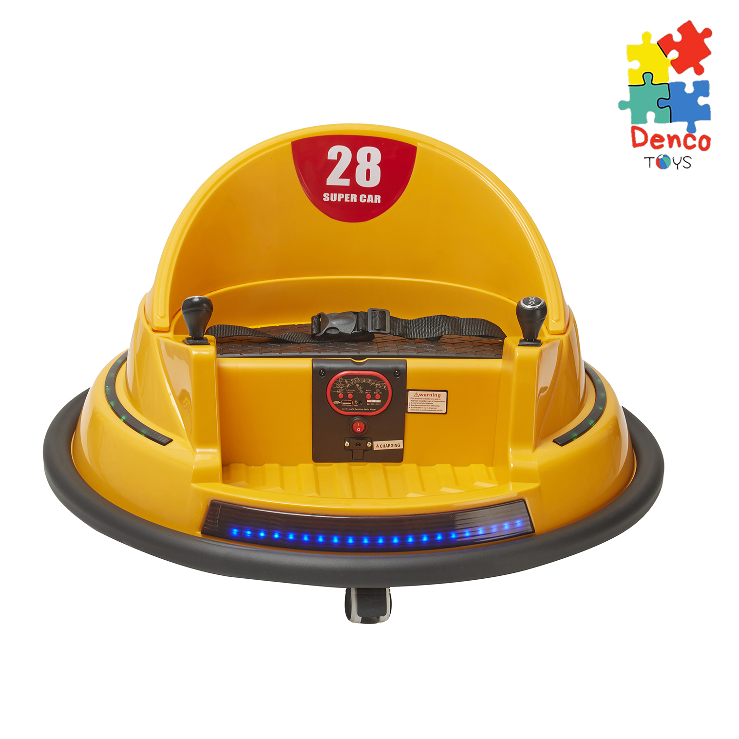 Foto 3 pulgar | Montable Eléctrico Bumper Car Denco Toys Amarillo, Control Remoto Rotación 360° Bluetooth/usb/aux Música Luces