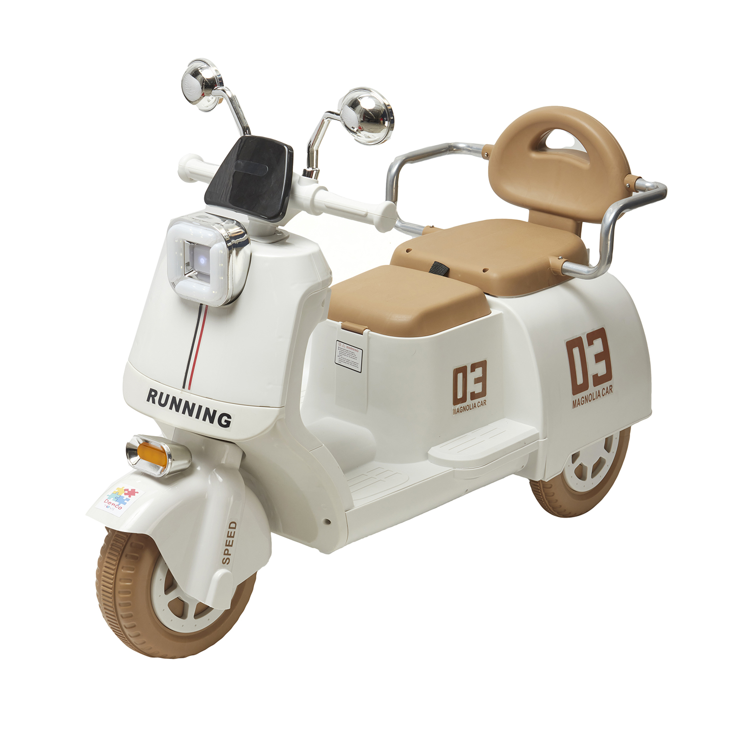 Foto 2 pulgar | Montable Eléctrico Moto Vintage Denco Toys Beige/café,control Remoto Bluetooth/usb/aux, Música Luces Led, Asiento Adu