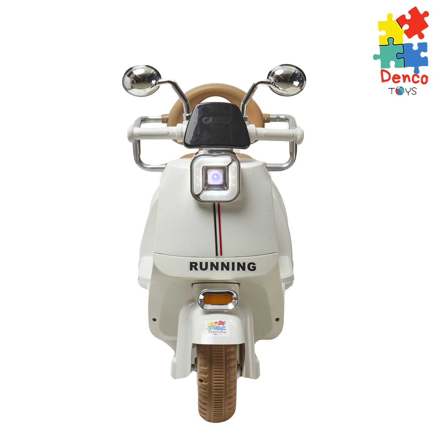 Foto 3 pulgar | Montable Eléctrico Moto Vintage Denco Toys Beige/café,control Remoto Bluetooth/usb/aux, Música Luces Led, Asiento Adu