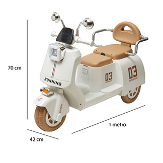 Foto 6 pulgar | Montable Eléctrico Moto Vintage Denco Toys Beige/café,control Remoto Bluetooth/usb/aux, Música Luces Led, Asiento Adu
